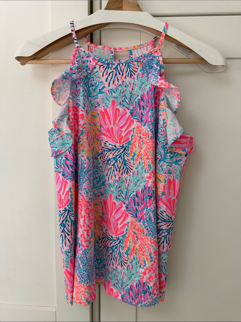 Lilly Pulitzer brand new Vibrant Coral Reef Cold-Shoulder Tank Top size xs